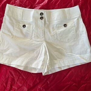 New York & Company White Shorts Mid-Rise Cotton Blend